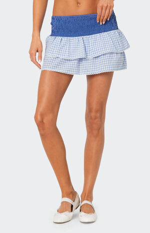 Double Gingham Ruffled Mini Skirt image number 2
