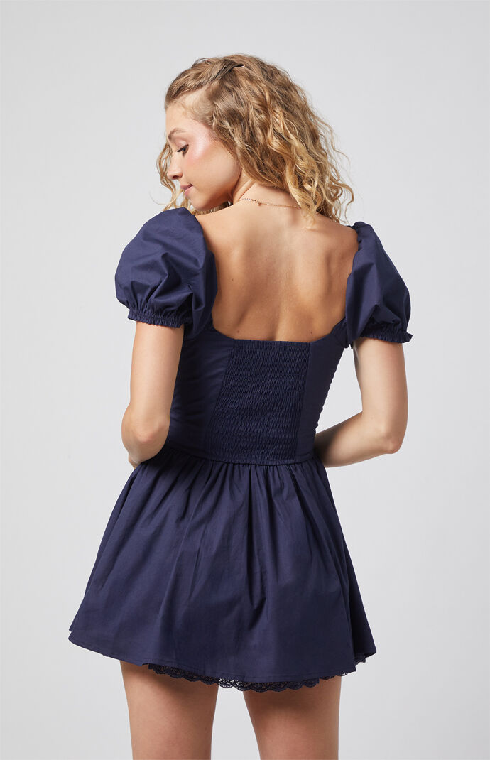 Beverly and Beck Lauren Lace Trim Mini Dress