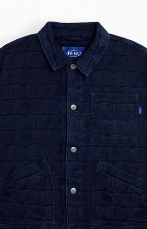 Navy Jacquard&nbsp;Denim&nbsp;Jacket image number 2