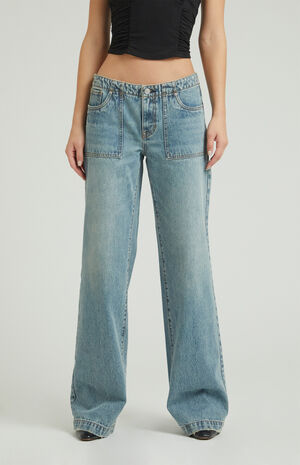 Casey Low Rise Baggy Jeans Patch Pocket Medium Indigo image number 1
