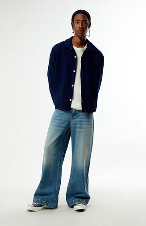 Enzo Navy Corduroy Long Sleeve Shirt image number 5