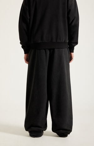 Washed Black&nbsp;Fleece Extreme Baggy Sweatpants image number 4