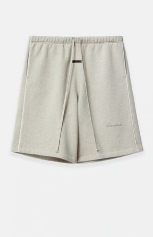 Heather Stone & Cloud White Basketball Fleece Sweat Shorts
