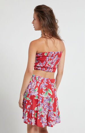 Isle Floral Strapless Smocked Crop Trop image number 4