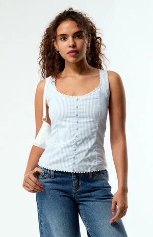 Striped Scoop Neck Corset image number 1
