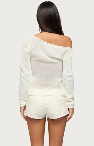 Violete Off Shoulder Sheer Sweater image number 3