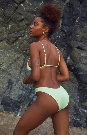 Pale Green Tess Shine High Cut Sporty Bikini Bottom image number 3