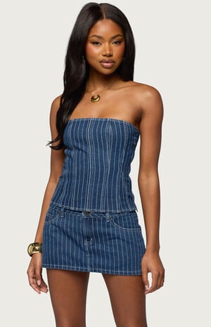 Camelia Strapless Denim Corset image number 1