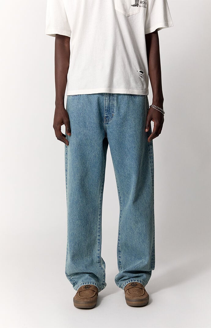 Pacsun Logan Relaxed Straight Jeans Light Blue