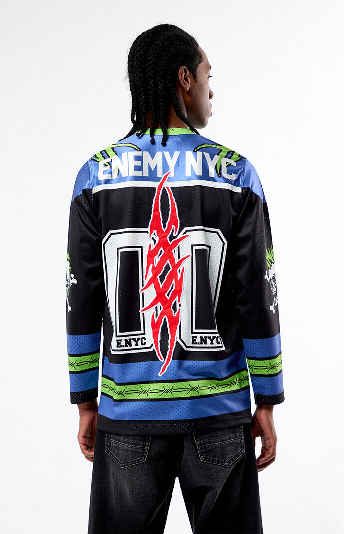 Enemy NYC Black & Green Diluted Hockey Jersey