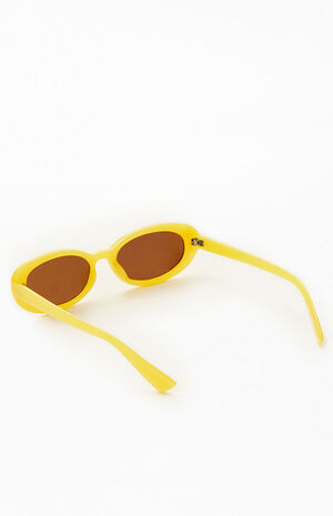 Yellow Oval Sunglasses image number 4