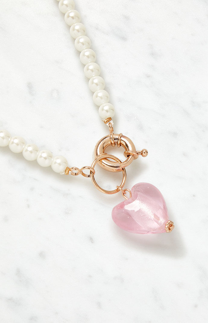 LA Hearts Heart Charmed Pearl Choker 