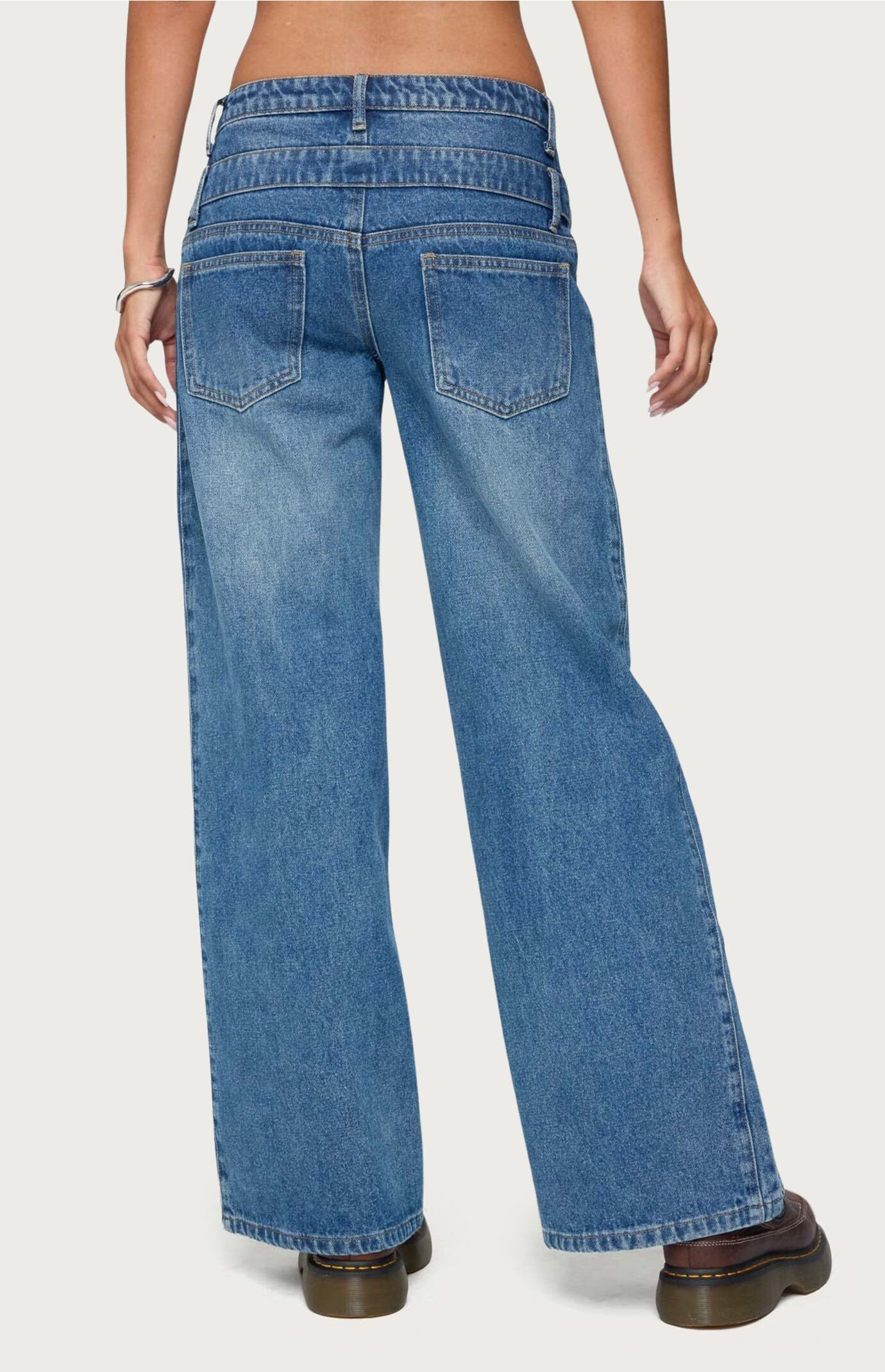 Edikted Abel Layered Look Low Rise Jeans