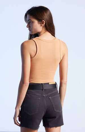 Black Contrast Stitch&nbsp;Girlfriend Denim Shorts image number 3