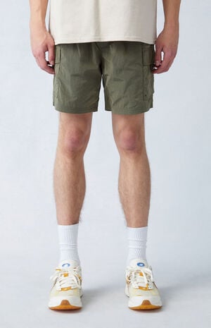 Olive Nylon Cargo Shorts image number 3