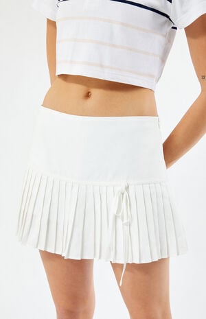 White Micro Pleated Mini Skirt