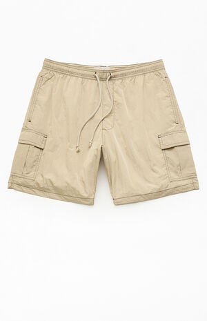 Green Baggy Cargo Crinkle 8" Swim Trunks image number 1