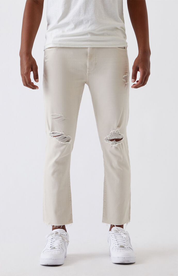 PacSun Off White Ripped Vintage Skinny Jeans PacSun