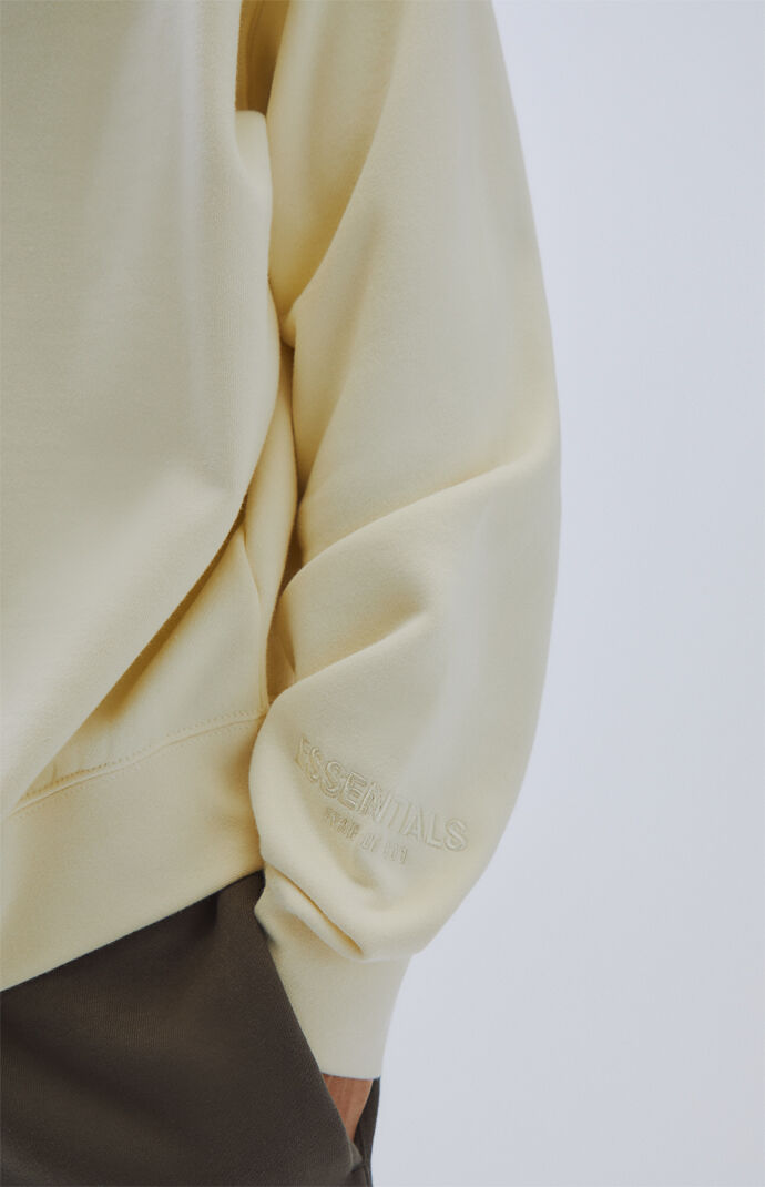 即配♡FEAR OF GOD Cream Cotton Patched Sweatshirt Fear of God Essentials Pull-Over Hoodie (SS21) Cream