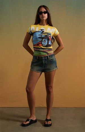 x Pacsun Miami Racing Jean Micro Shorts image number 1