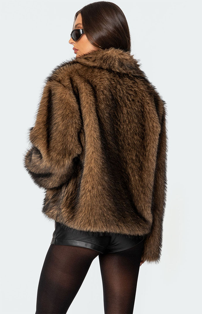 Edikted Mob Wife Faux Fur Jacket | Pacsun