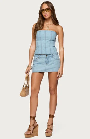 Camelia Denim Mini Skort image number 5