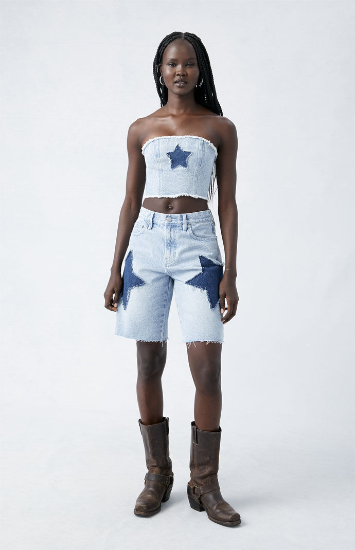 Pacsun Light Indigo Supernova Baggy Jorts | Pacsun