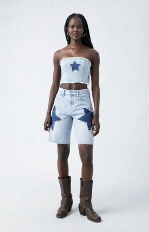 Light Indigo Supernova Baggy Jorts image number 3