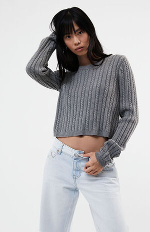 Wren Cropped Cable Knit Sweater image number 2