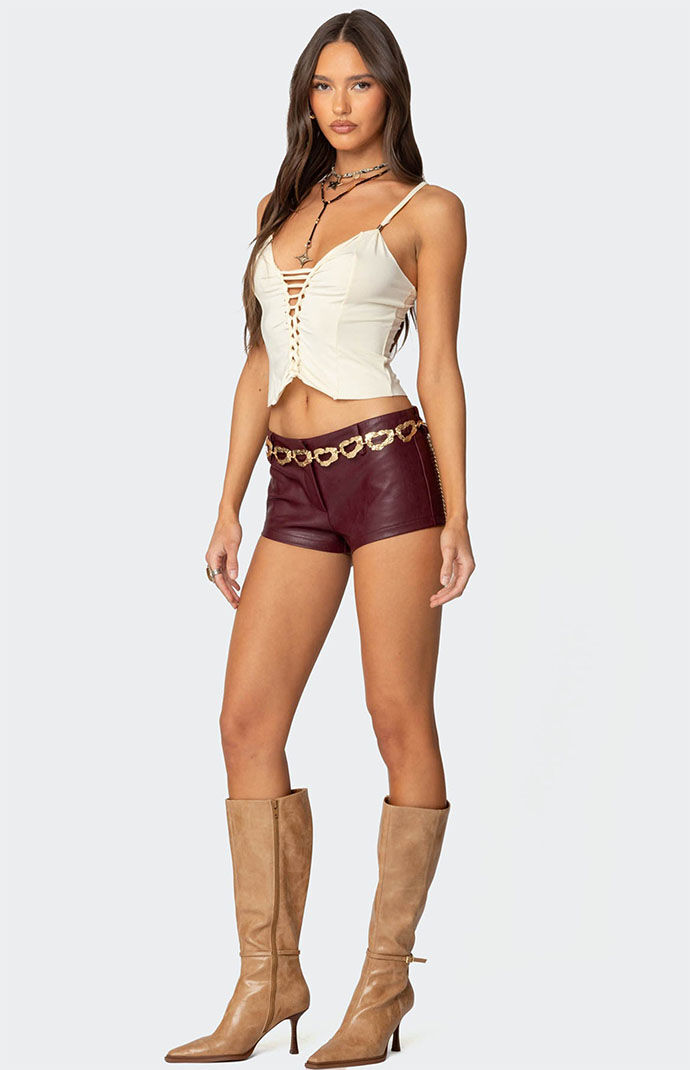 Miioo❤︎ Edikted Melaney Faux Leather Micro Shorts | PacSun