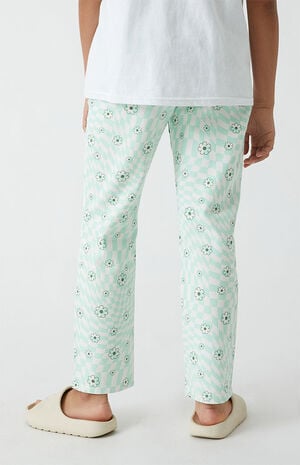 Checkerboard Flower Straight Leg Jeans image number 4