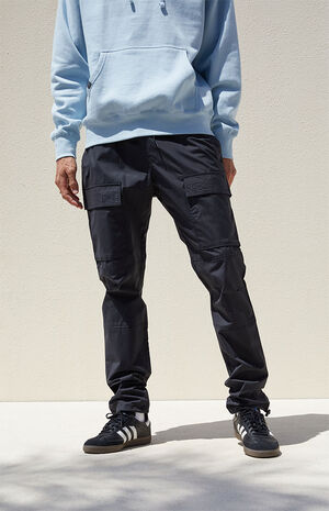 Stretch Canvas Black Slim Cargo Pants image number 3