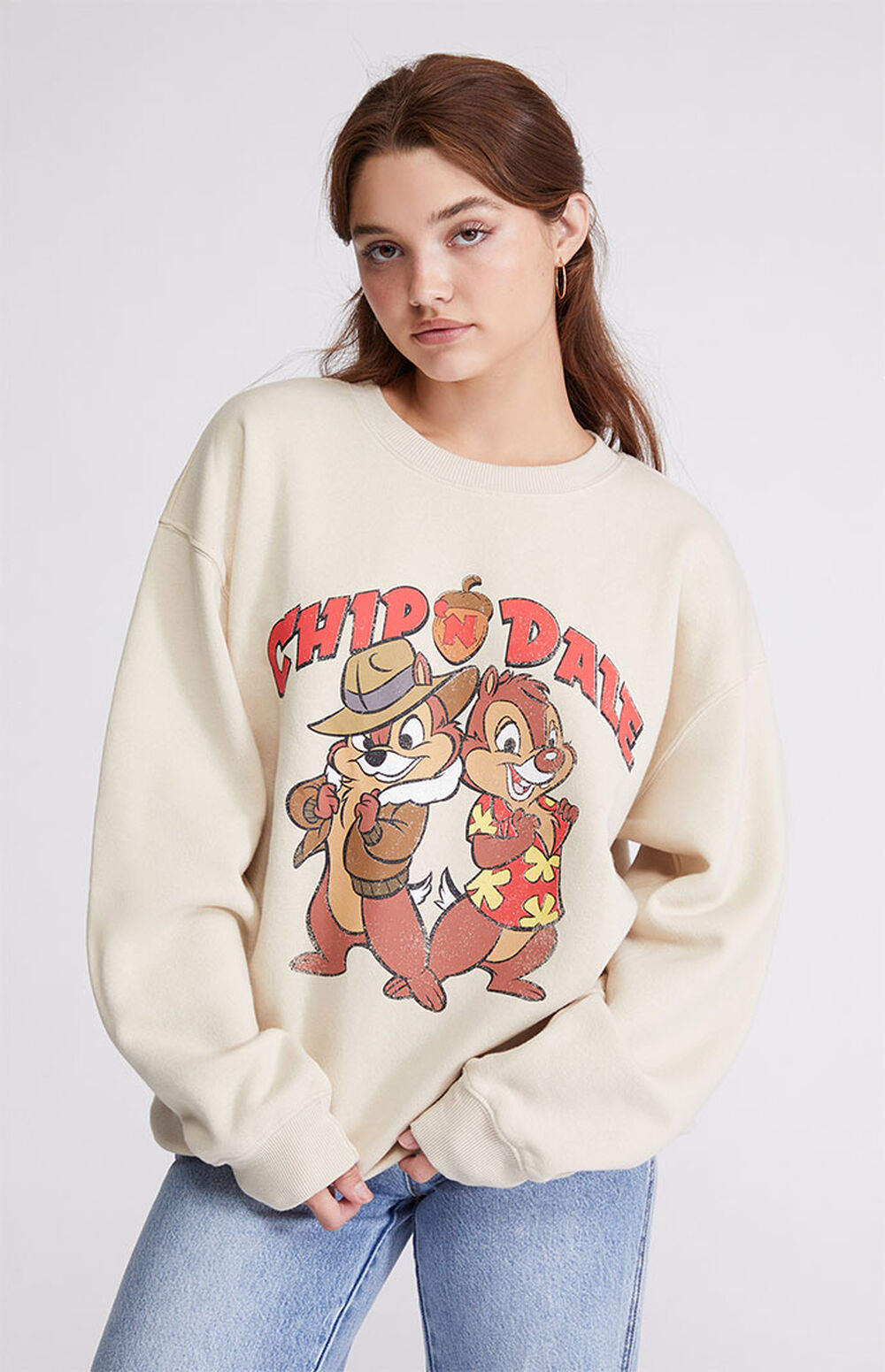 Babyhug Full Sleeves Knit Sweatshirt With 'Chip And Dale' Graphics & Balloon Sleeves - Yellow main image 0