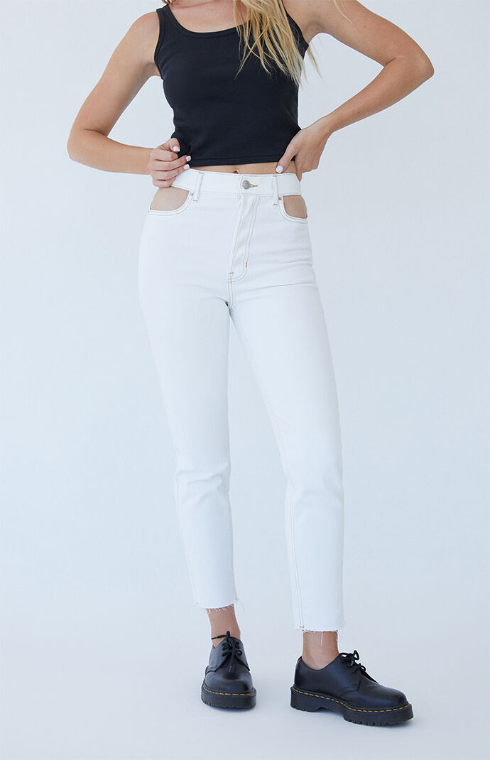 By PacSun White Cutout Ultra High Waisted Slim Fit Jeans