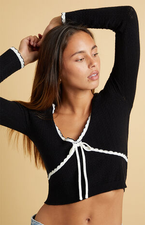 Erica Contrast Tie Front Sweater image number 2