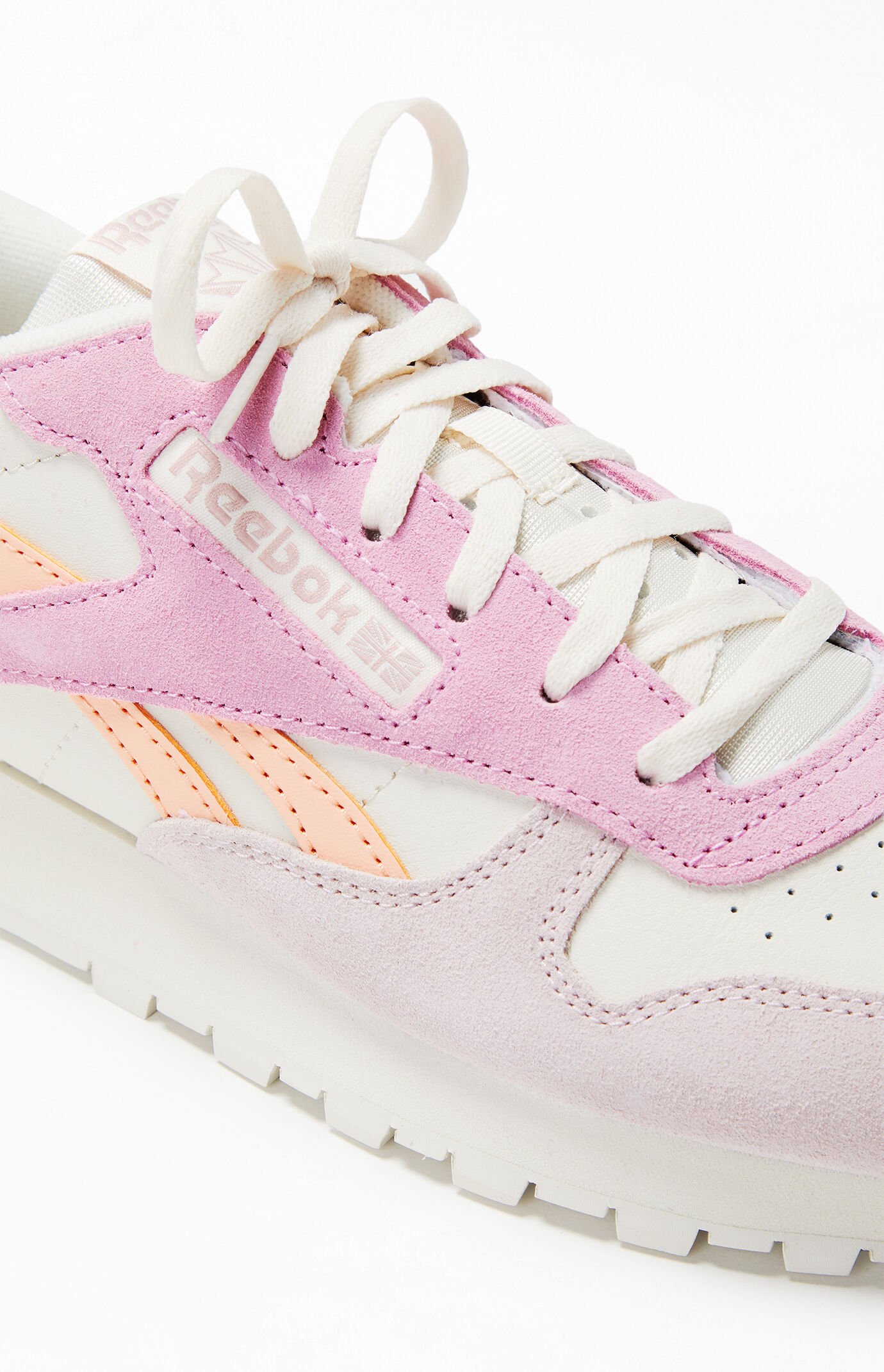 Reebok classic leather texture sneakers in lilac deals