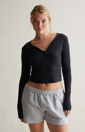 Sunday Notched Long Sleeve Top image number 1