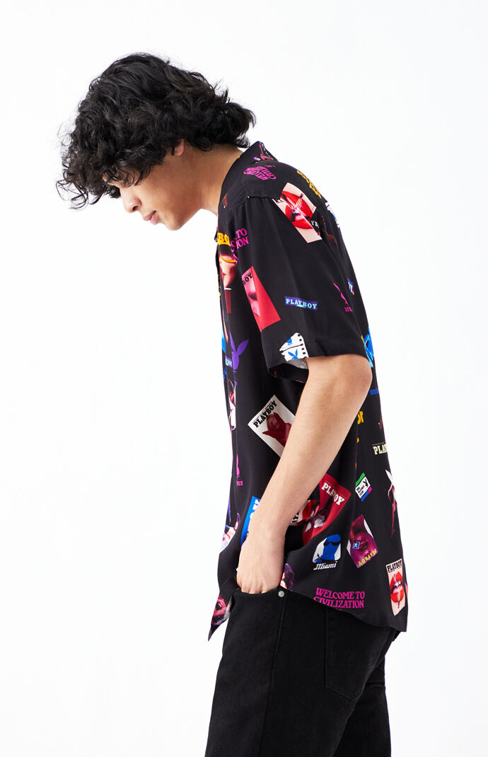 x Playboy Collage Short Sleeve Button Up Shirt
