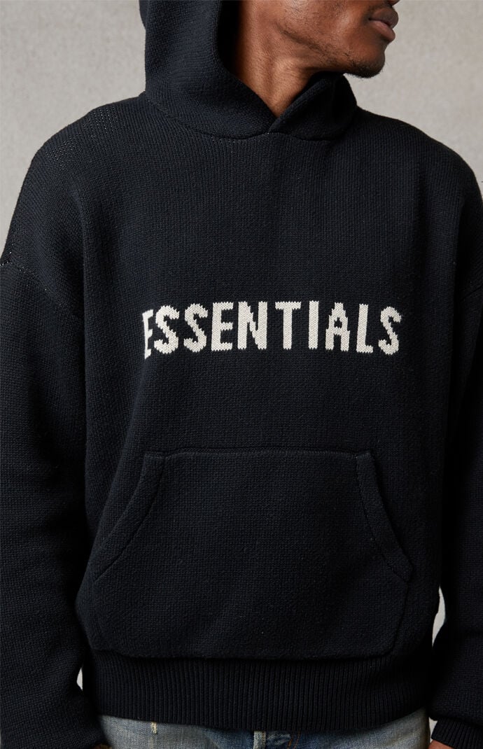 【XL】Essentials Black Knit Logo Hoodie