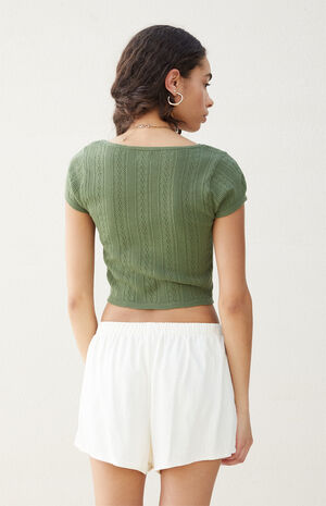 Zinnia Pointelle Lace Sweater T-Shirt image number 4