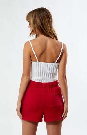 Red Knit Lounge Sweat Shorts image number 3