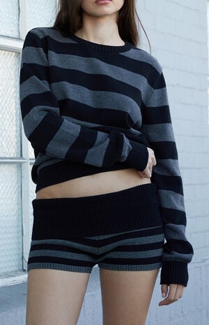 Striped Fold-Over Knit Shorts image number 1