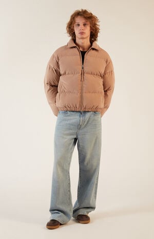 Taupe Coaches Puffer Jacket image number 4