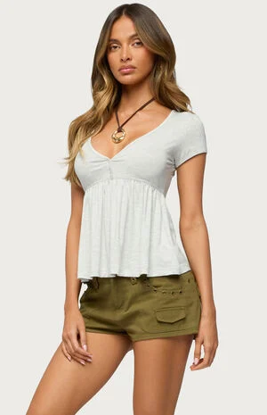 Chere V Neck Babydoll Top image number 2
