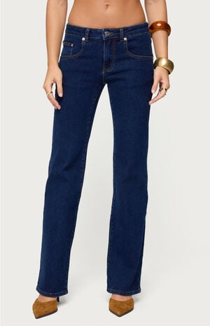 Jemima Contrast Stitch Low Rise Jeans image number 1