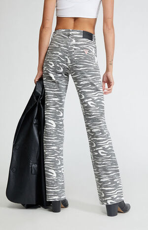 Zebra Printed Bootcut Jeans image number 4