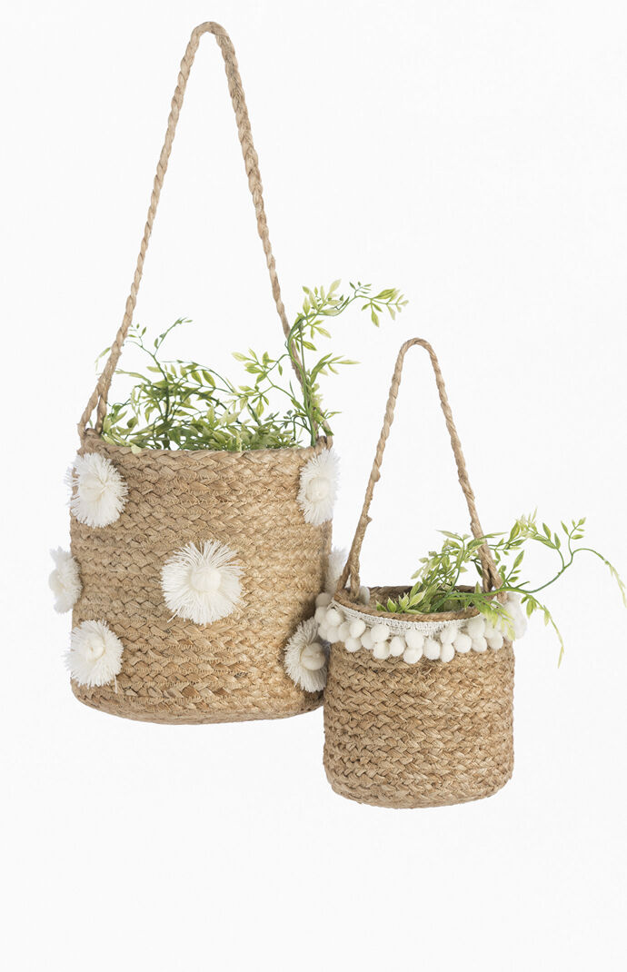 Set Of 2 Natural Hanging Planters