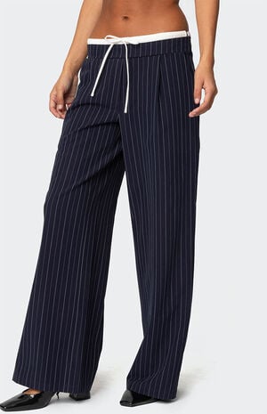 Pinstripe Peekaboo Drawstring Pants image number 3