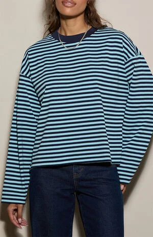 Drew Striped Boxy Long Sleeve T-Shirt image number 2