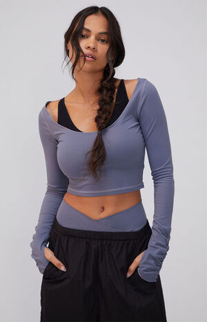 PAC WHISPER Gray Active Odette Workout Long Sleeve Top image number 3